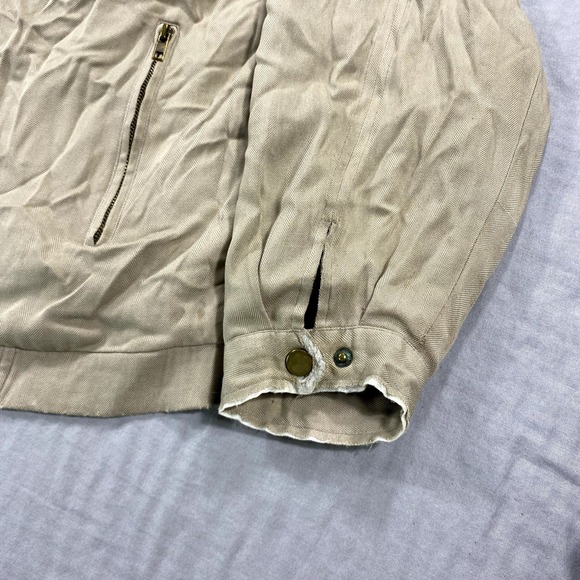 VINTAGE Baracuta Bomber Jacket Mens XL Khaki Silk Lined Full Zip Harrington * - Picture 5 of 16